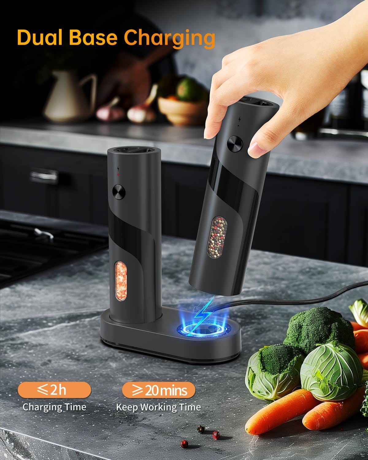 CIRCLE JOY Electric Salt and Pepper Grinder Set — photo 3