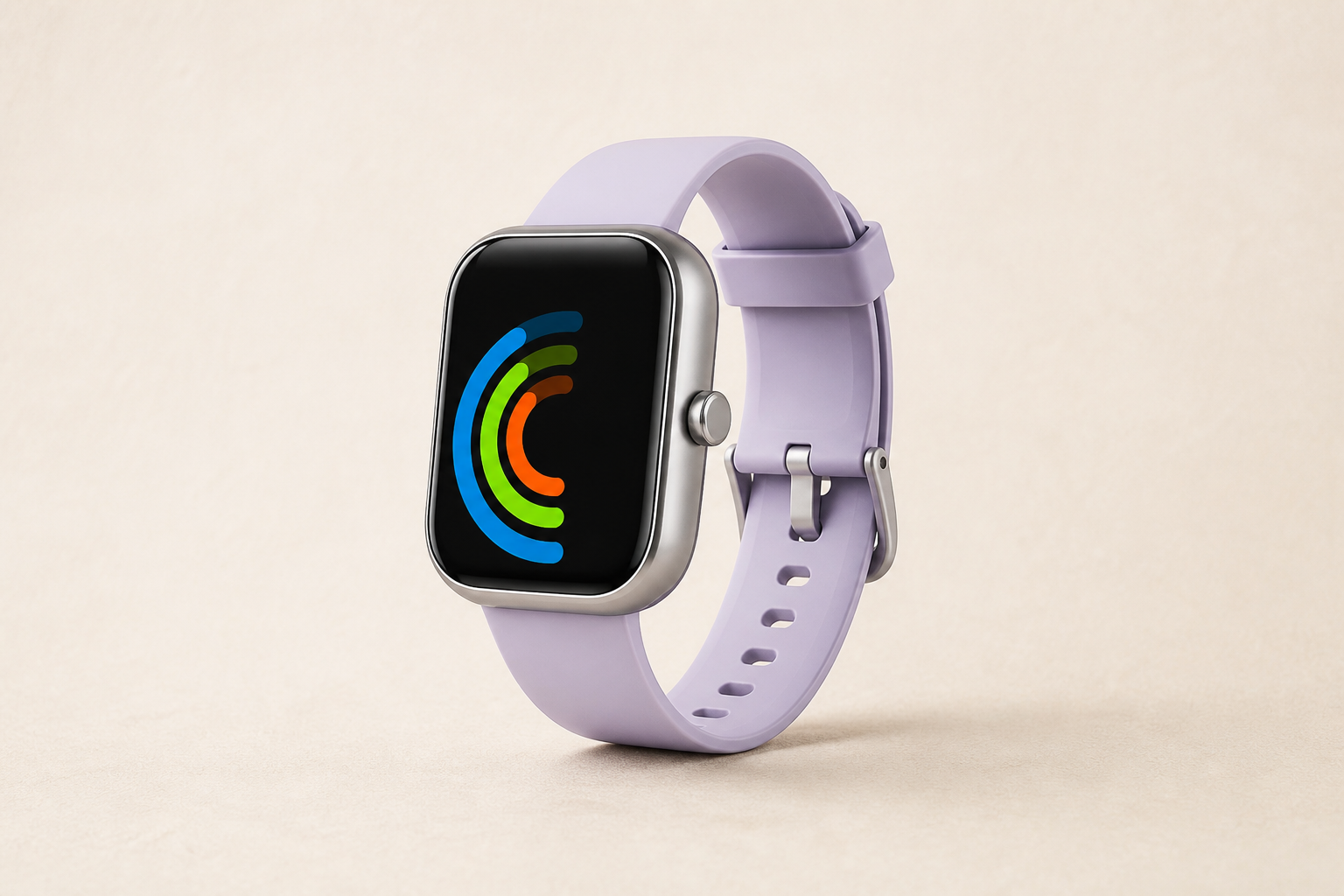 Lavender smartwatch with a generic activity display